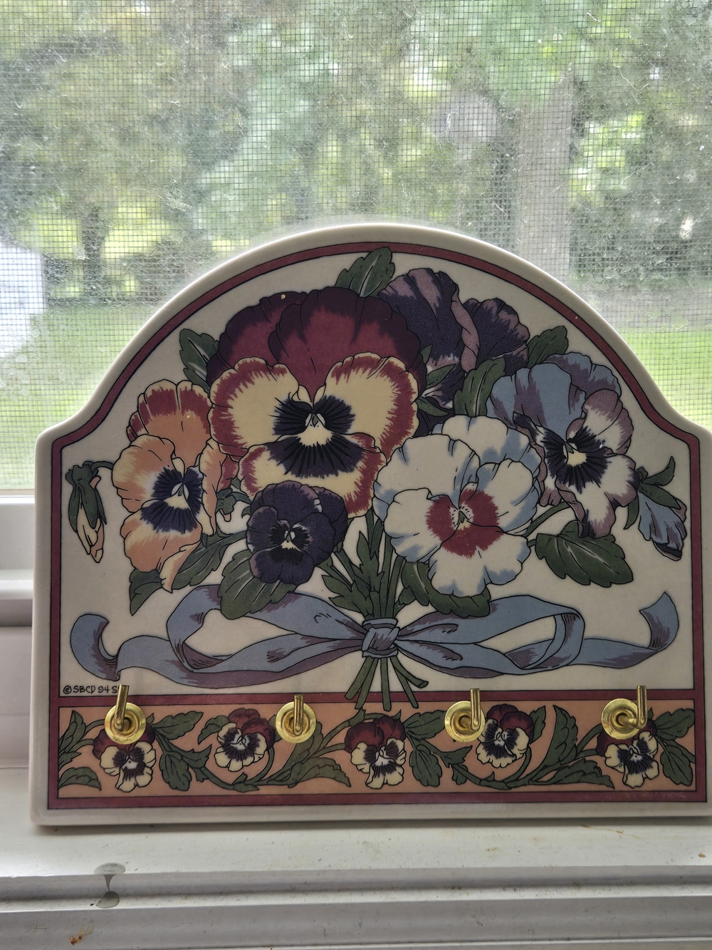 Vintage Santa Barbara Ceramic Design Floral Key Rack - Picture 4 of 7